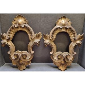 COPPIA CORNICI IN LEGNO INTAGLIATO E DORATO - FINE '800