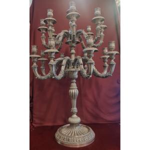 CANDELABRO IN ARGENTO 800 - 17 luci - MODELLO LUIGI XVI - Primi '900, anni '30