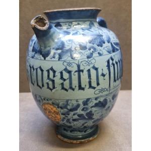 VASO DI FARMACIA IN MAIOLICA DIPINTA - ROMA, prima metà dell'600