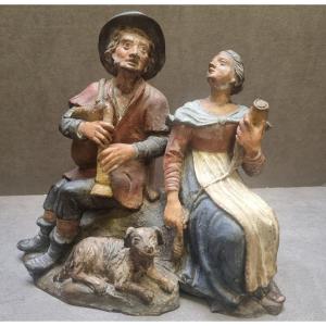 SCULTURA IN TERRACOTTA - SCENA POPOLARE - CENTRO ITALIA - Metà dell'800