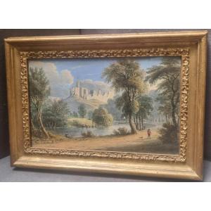 QUADRO ACQUERELLO - PAESAGGIO - CENTRO ITALIA - DELL'800