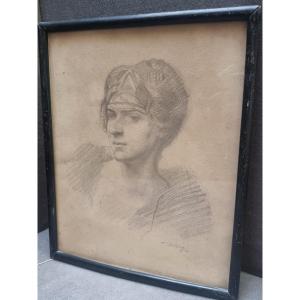 DISEGNO A MATITA - RITRATTO DONNA - Vratislav Hlava (1874-1955)