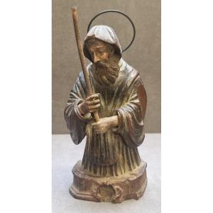 SCULTURA IN LEGNO SCOLPITO E DIPINTO - SAN FRANCESCO DI PAOLA - SUD ITALIA - Dell'700