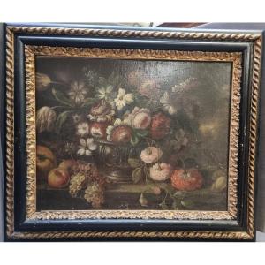 QUADRO OLIO SU TELA - NATURA MORTA - DELL'600