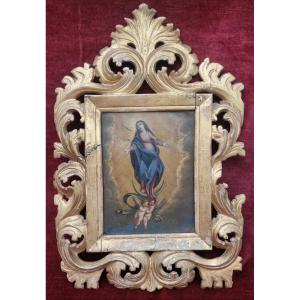 OLIO SU RAME RAFFIGURANTE MADONNA - ITALIA dell'700