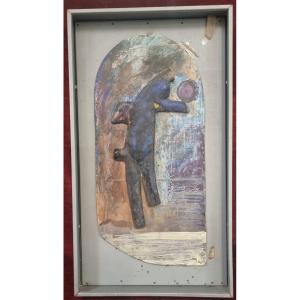 Tecnica mista (gesso/terracotta su compensato)- OPERA DI BRUNO CECCOBELLI 