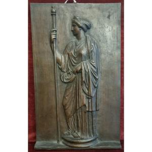 BASSORILIEVO IN BRONZO RAFFIGURANTE VESTALE - FRANCIA, fine XIX SECOLO