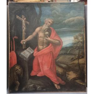 DIPINTO OLIO SU TELA - SAN GIROLAMO - CENTRO ITALIA, del XVII SECOLO