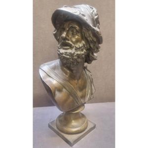 BUSTO IN BRONZO - RE MENELAO - FRANCIA, XIX secolo  - Altezza 46 cm
