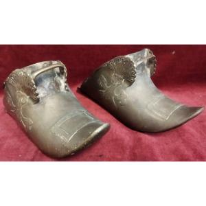 COPPIA ANTICHE STAFFE DA CAVALO - in ottone Dell' 800