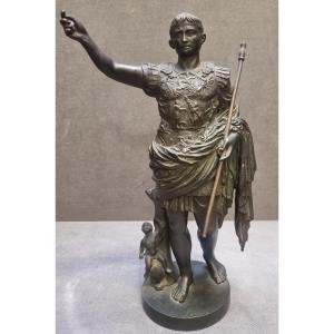 SCULTURA IN BRONZO RAFFIGURANTE IMPERATORE CESARE OTTAVIANO AUGUSTO
