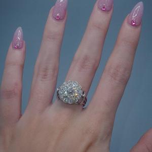 Vintage “dome“ Ring In 18 K White Gold