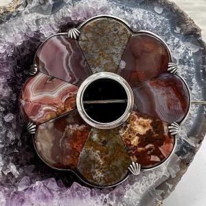 Scotland, Silver Brooch Set With Agate Slices