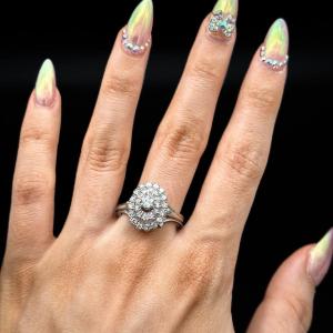 Vintage Ring In Platinum, Set With Diamonds