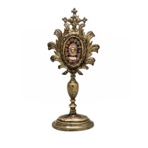 Reliquary 18th Century Around 1760, Bronze And Partially Gilded Copper, Relic Of Saint Gregory