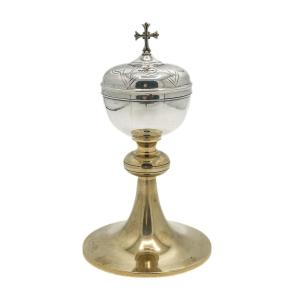 Small Silver And Gilded Brass Ciborium, French Work From The End Of The 19th Century