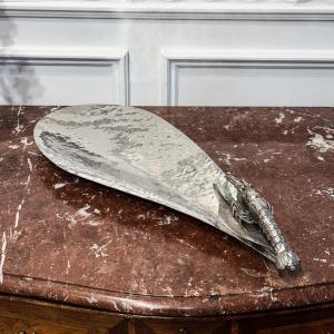 Vintage Shellfish Dish 70s Work Silver Metal
