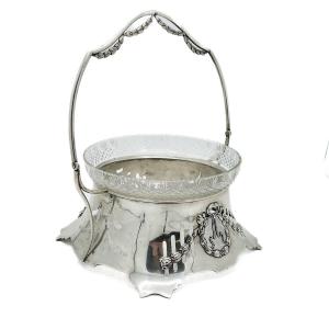 Austro-hungarian Centerpiece In Solid Silver (800 Thousandths) And Cut Crystal, 