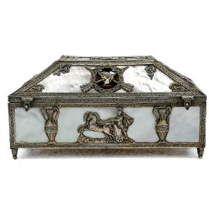French Silver-gilt And Mother-of-pearl Jewelry Box, Neo-empire Decor – Circa 1838–1860