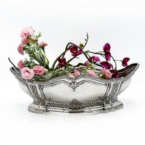 German Solid Silver And Cut Crystal Planter, Circa 1890  