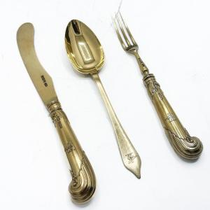 Silver-gilt Dessert Service For 12 People (36p) – Sheffield, 1892 – Harrison Brothers & Ho