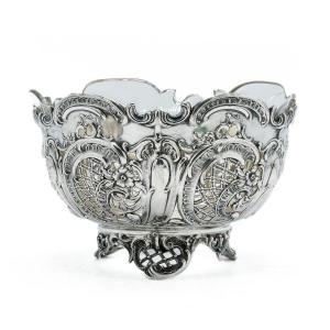 800 Thousandths Silver And Crystal Planter, Friedländer Goldsmith, Germany, Late 19th Century
