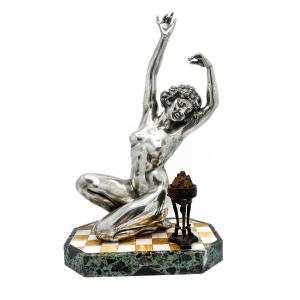 Affortunato Gory Bronze Sculpture Dancer With Flame Art Deco 1920-1925