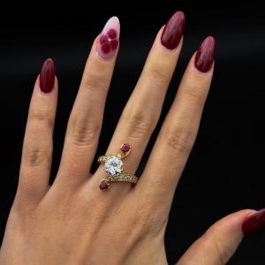 Diamond, Ruby And Diamond Solitaire Ring – 18 Carat Gold, Circa 1970  