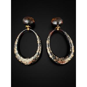 Pair Of "tortoiseshell Piqué" Earrings – Napoleon III Era