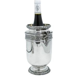 Hénin & Cie - Bottle Cooler In Solid Silver 950/1000 With Ram's Head Decoration,