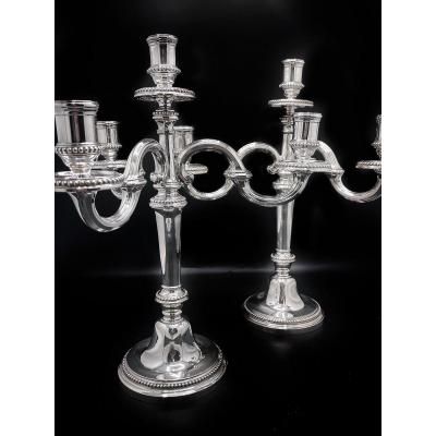 Pair Of Silver 3 Branch Candelabras