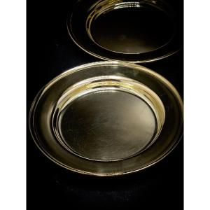 Têtard Frères, 7 Bread Plates In Silver Vermeil 950/1000