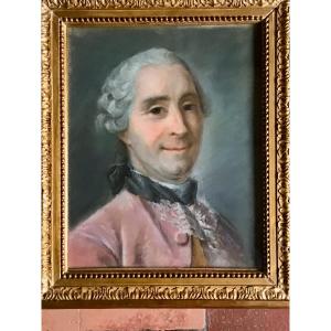Pastel, 18th Century, Portrait Of A Man Framed By Jean-martial Fredou (1710-1795)