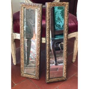 Two Bérain Mirrors In Gilded Wood From The 18th-century Regency Period