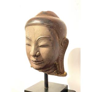 Large Stoneware Buddha Head, Ava Style, 17th Century Burma