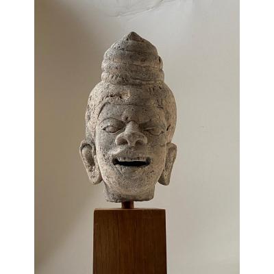 Grotesque Head In Stone, Burma 18th