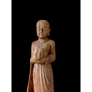 Monk, Teak, 78 Cm, Burma, XIXth