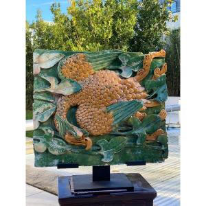 Enamelled Sandstone Phoenix, Ming Period, 60cm X 51cm