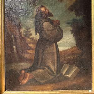 Saint In Oil On Canvas. Eighteenth Century.