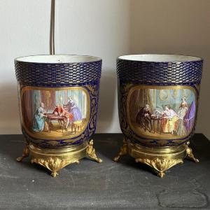Pair Of Planters Bearing The Sèvres Mark.
