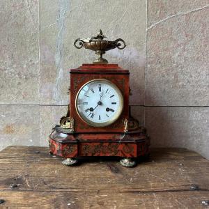 Table Clock In Shell And Bronze. Boulle 19th Century.