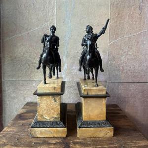 Pair Of Bronze Statues Of Henry IV And Louis XIV