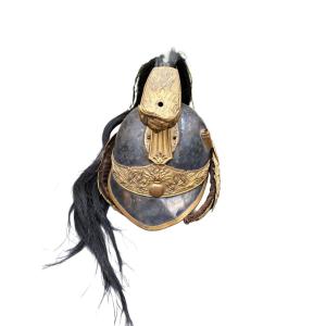 French Officer's Helmet, Dragonder Regiment, With Battle Damage. Unrestored Item.