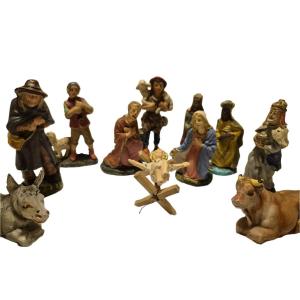 Traditional Nativity Scene Figurines Depicting The Birth Of Jesus, Made In Italy