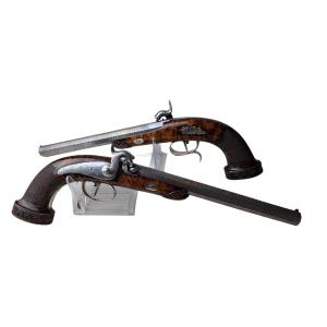 Lepage Set With A Damascus Steel Barrel