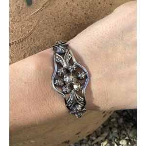 Articulated Silver And Diamond Cuff Bracelet 