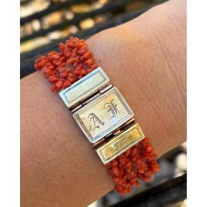Coral And Gold Filled Silverbracelet