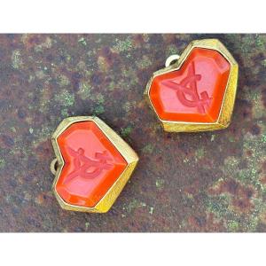 Yves Saint Laurent Clip-on Heart Earrings 
