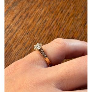Diamond And 18 Ct Gold Solitaire Ring