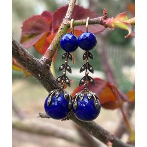 18 Ct Gold Earrings And Lapis Lazuli